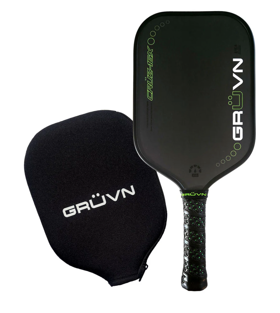 Gruvn CRUZ-16X Pickleball Paddle - Green Stealth (Raw Carbon Fiber)