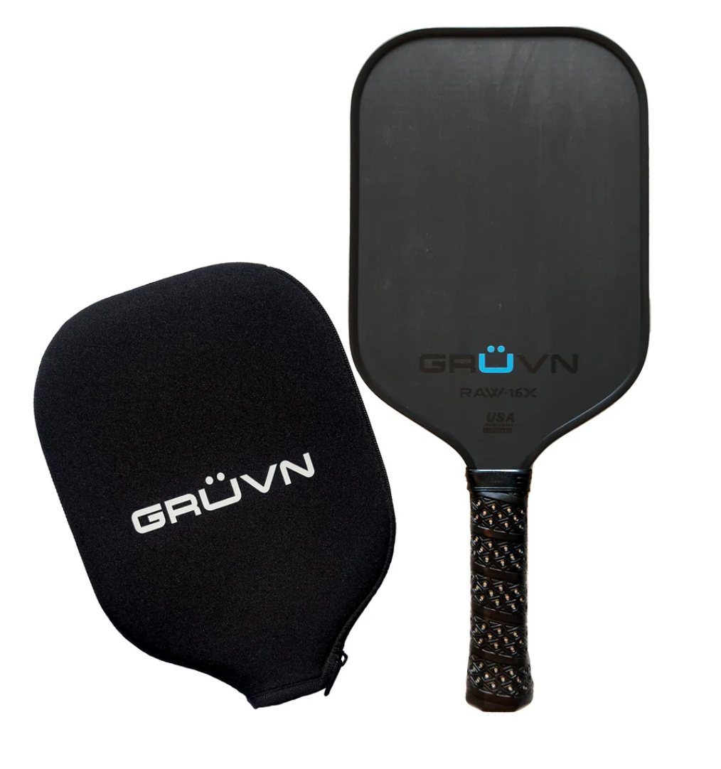 Gruvn RAW-16X Pickleball Paddle - Blue Stealth Design (Raw Carbon Fiber)